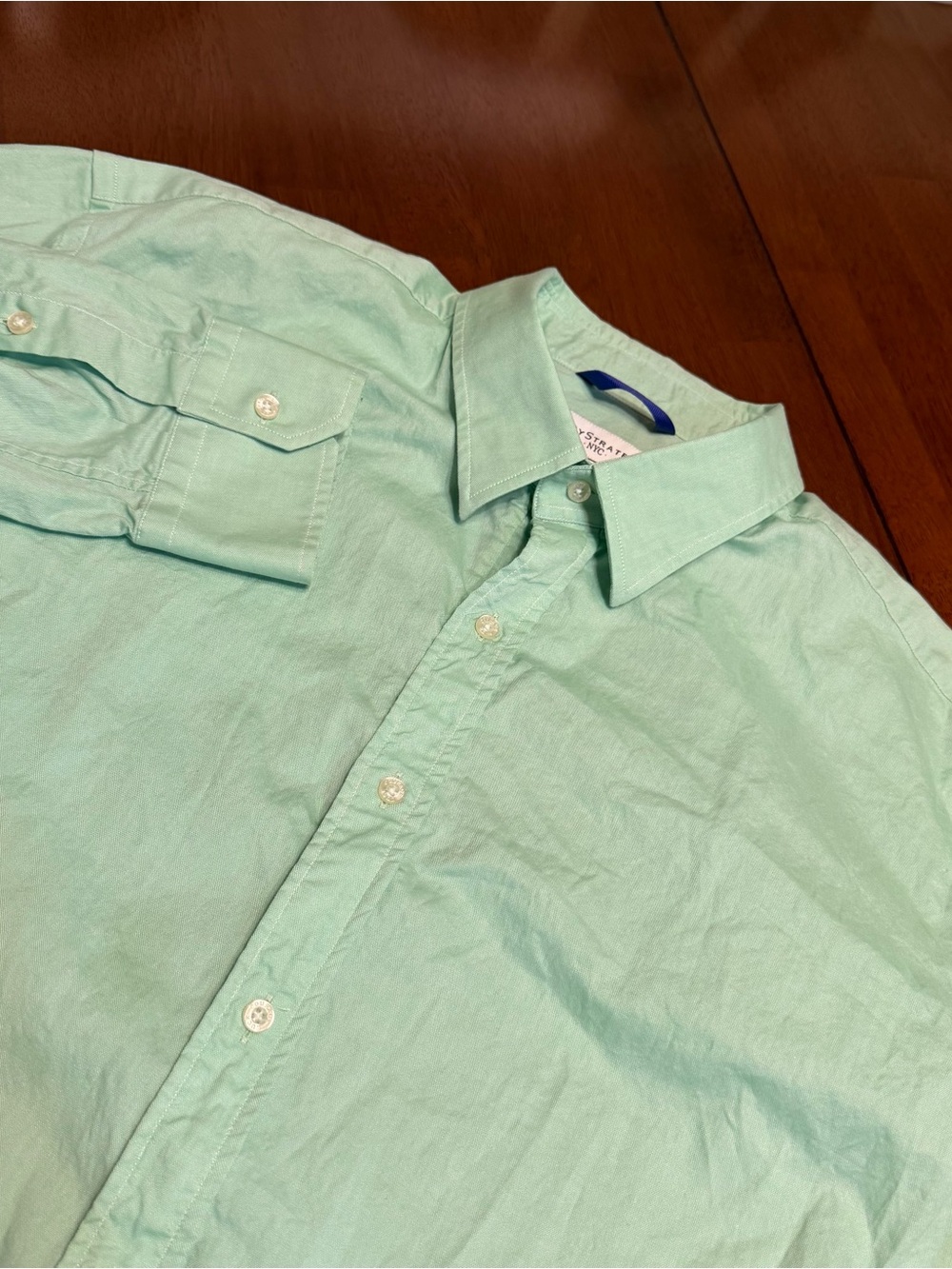 Teddy Stratford NYC Shirt Men's 6 XXL Zip Fit Button Up Green Long Sleeve Casual